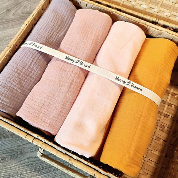 Set 4 Mussole 40x70 | Baby Girl - MamyOnBoard