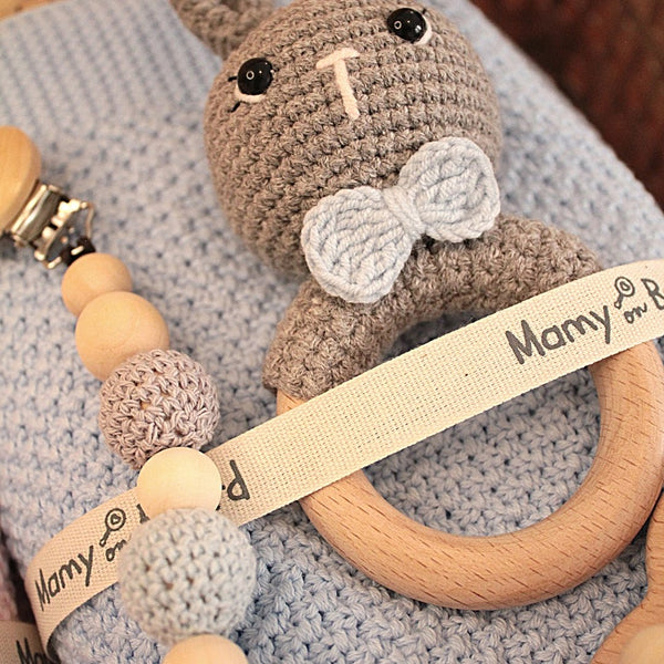 Set nascita + Set dentizione CONIGLIO Grigio & Azzurro | Mamyonboard - MamyOnBoard