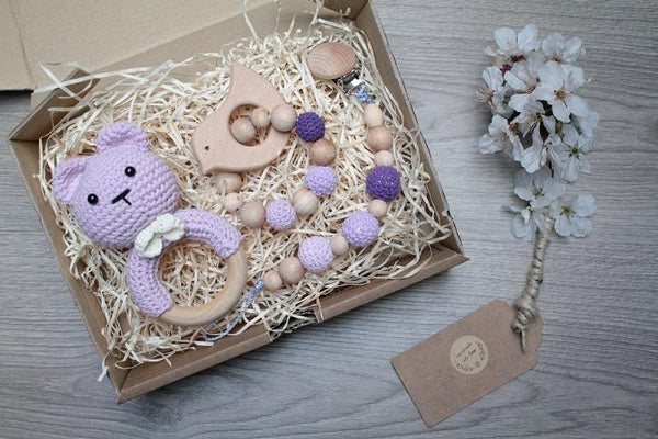 Set ORSETTO VIOLA per dentizione | 3 pezzi - MamyOnBoard