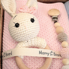 Set nascita + Set dentizione CONIGLIO Bianco & Rosa | Mamyonboard - MamyOnBoard